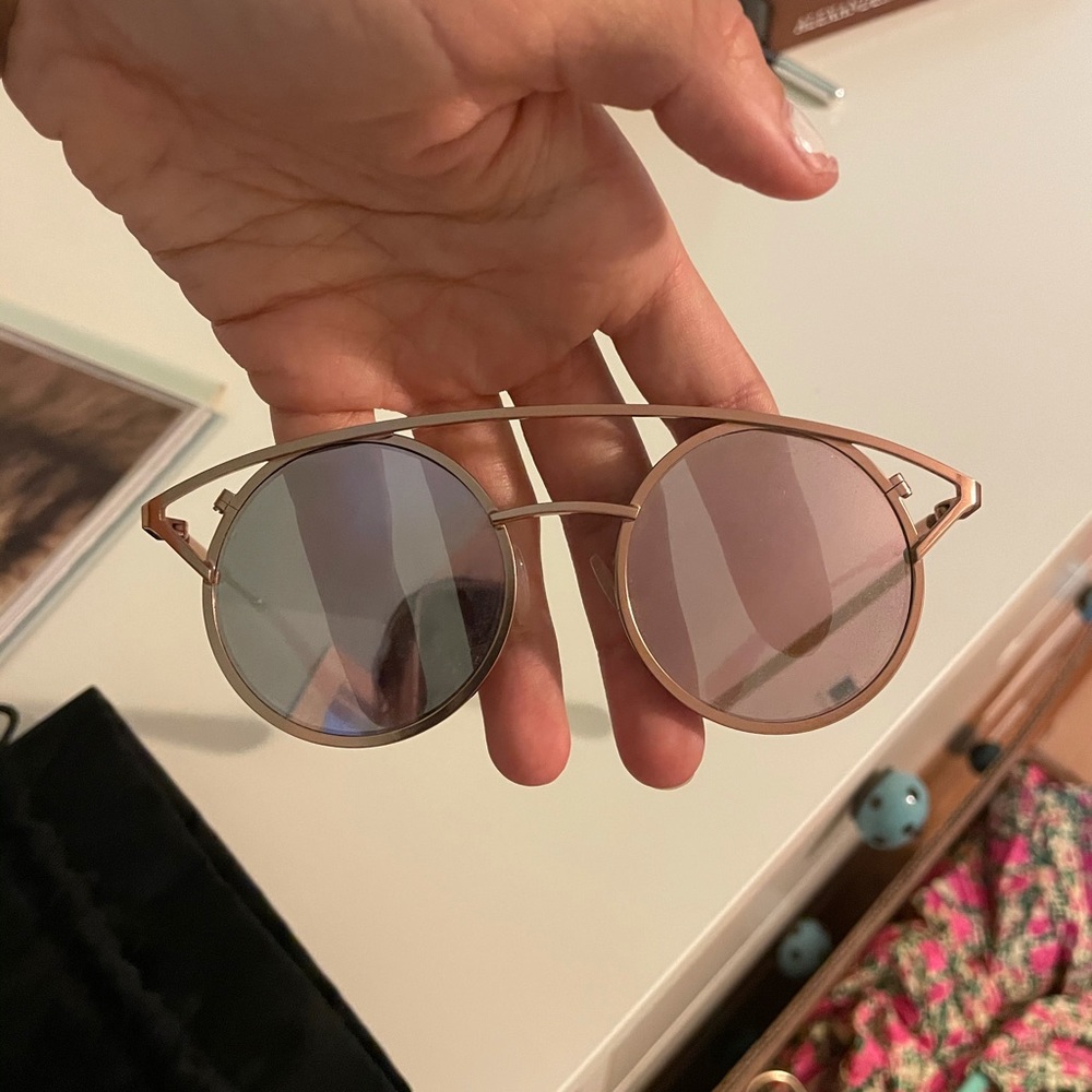 House of Holland Rose Gold Frame Mirrored Round Sunglasses